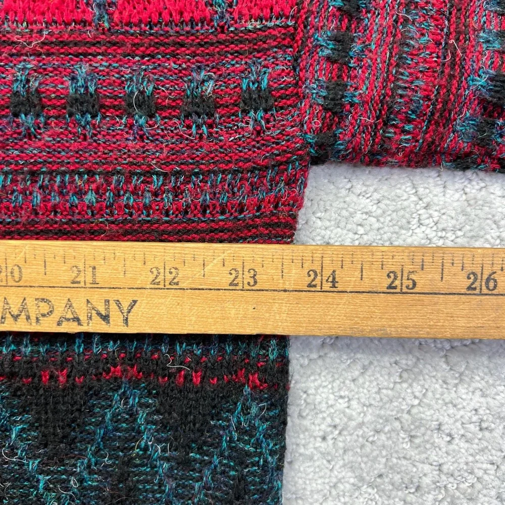 VINTAGE Carmel Collection Sweater Mens XL Red Black Geometric Knit Made in USA
